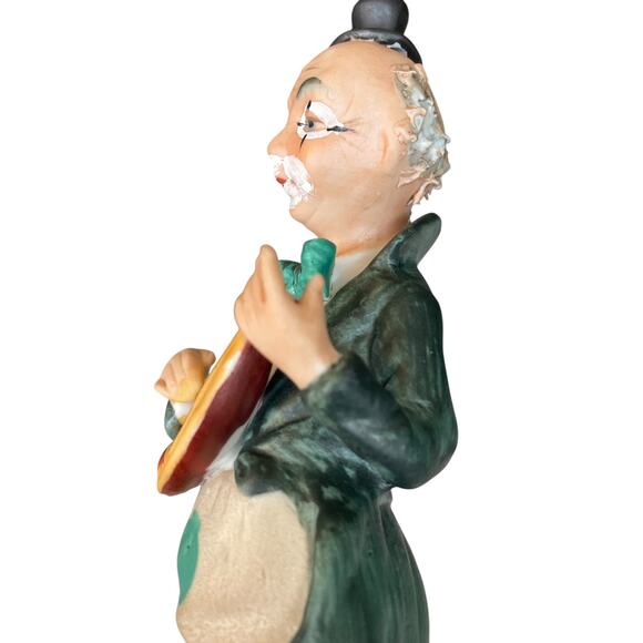 Aldon Porcelain Clown Music Box with Guitar Figurine Plays Send in the Clowns - Picture 13 of 16
